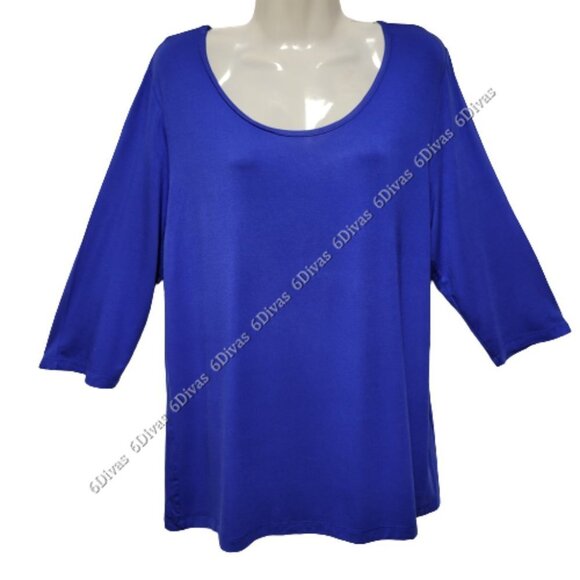𝅺violet Ruby Lightweight Blue Mid Sleeve Blouse Top Size XL - Picture 1 of 3